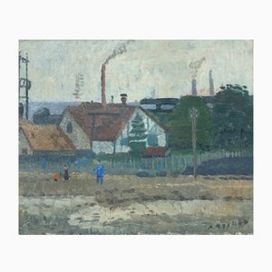 Alexandre Rochat, L'Usine à Châtelaine, 1944, óleo sobre lienzo