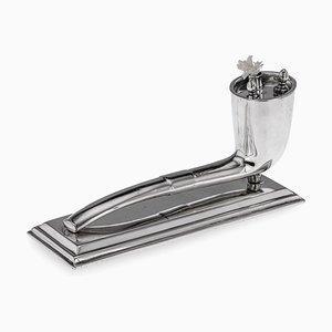 20th Century Edwardian Silver Pipe Shaped Table Lighter, Sheffield, 1906