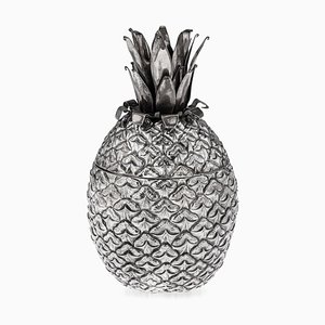 Secchiello per il ghiaccio a forma di ananas placcato in argento, Italia, anni '70