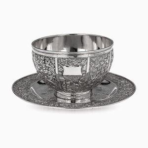 Bol et Assiette en Argent, Chine, Chine, 1880s, Set de 2