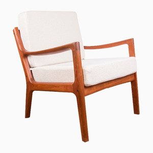 Danish Teak Senator Model Armchair and New Loop Fabric by Ole Wanscher for France & Son, 1960s