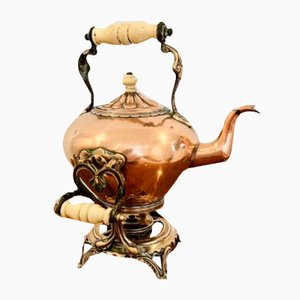 Victorian Copper Kettle on a Stand, 1850s, Set of 2
