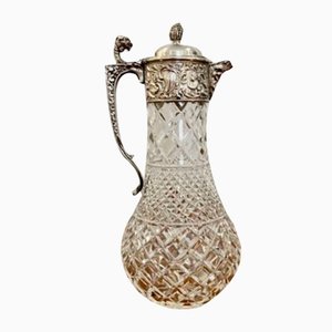 Victorian Cut Glass and Silver Plated Claret Jug, 1860s