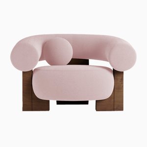 Fauteuil Cassete en Chêne Fumé Rose Bouclé par Alter Ego pour Collector