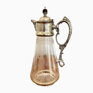 Victorian Glass and Silver Plated Claret Jug, 1860s