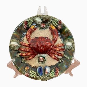 Portuguese Majolica Palsy Ware Crab Wall Plate, 1940s