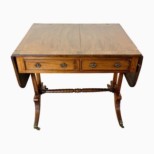 Antique English Mahogany Drop-Leaf Stretcher Table on Castors, 19th Century