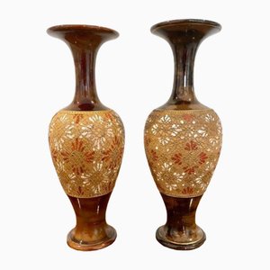 Antique Victorian Doulton Vases, 1880, Set of 2