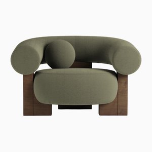 Cassete Armchair in Boucle Olive and Smoked Oak by Alter Ego for Collector