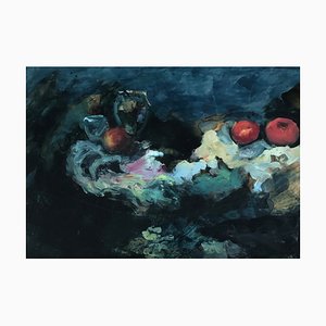 Adolfo Carducci, Nature Morte aux Fruits, Huile sur Carton, Encadrée