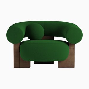 Cassete Armchair Boucle Green and Smoked Oak by Alter Ego for Collector