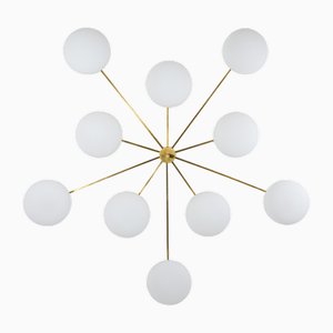 Stella Cosmos Chrome Opaque Wall Lamp in Brass and Opaline Glass by Design for Macha