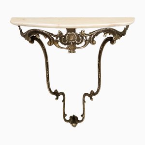 Baroque Wall-Mounted Console Table with Demilune Marble Top, Italy, 1960s