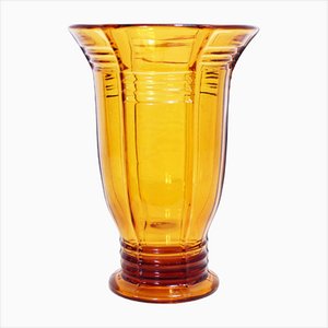 Bernsteinfarbene Art Deco Vase, 1930er