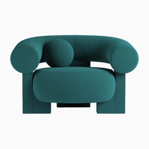 Kassetten Armlehnstuhl aus Boucle Ocean Blue von Alter Ego für Collector