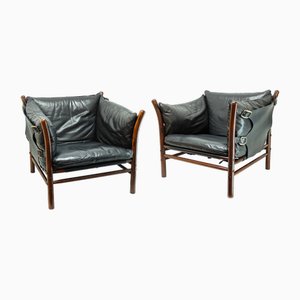 Ilona Armchairs in Leather by Arne Norell, Set of 2