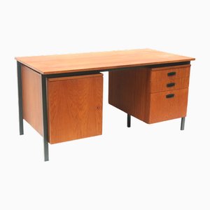 Large Vintage Desk with Drawers and Door on Metal Base, 1960s