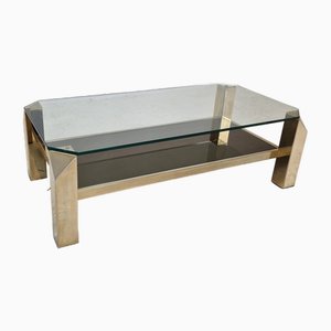 Gold-Plated Coffee Table from Belgo Chrom / Dewulf Selection, 1970s