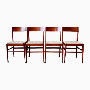 Teak and Rope Chairs, 1960s, Set of 4