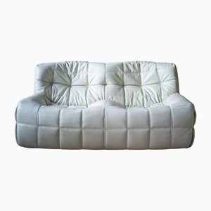 Vintage Kashima 2-Sitzer Sofa aus weißem Leder von Michel Ducaroy für Ligne Roset, 1980er