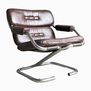 Danish Tubular Steel Lounge Chair