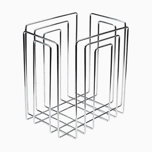 Vintage Swiss Chrome Plated Magazin Rack by Willy Glaeser for TMP, 1970s