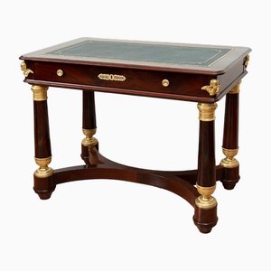 19th Century Empire French Desk in Mahogany Feather in Golden Bronze