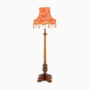 Jacobean Style Floor Lamp in Carved Oak, 1930s