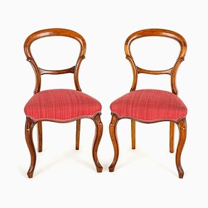 Victorian Walnut Dining Chairs with Balloon Back 1860, Set of 2