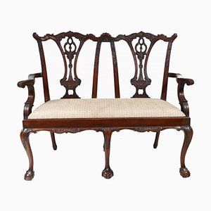 Chippendale Style Double Seat Bench in Mahogany