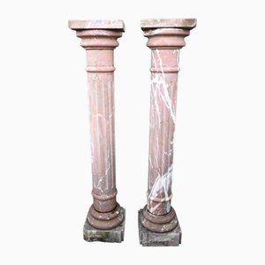 Italian Marble Grand Tour Pedestal Columns, Set of 2