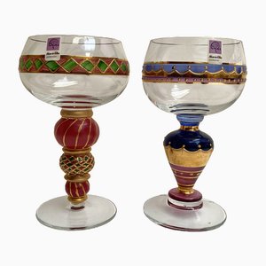 Vintage Hand Painted Wine Glasses by Nagel, Germany, 1980s, Set of 2