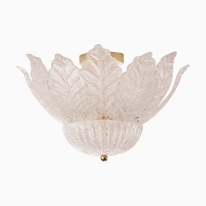 Vintage Italian Ceiling Light with Decorated Leaves in Murano Glass, 1980s