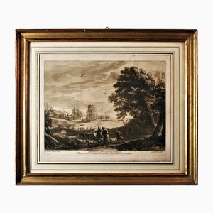 Richard Earlom nach Claude Le Lorrain, Landschaft, 1774, Kupferstich, gerahmt