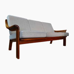 Großes dänisches Drei-Sitzer Sofa aus Teak & Wolle von Poul Jeppesens Møbelfabrik, 1970er