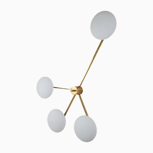 Brass & Opaline Glass Stella Love Unpolished Opaque Ceiling or Wall Lamp from Design for Macha