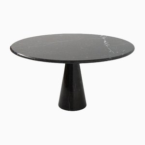 Italian Round Table in Black Marble by Angelo Mangiarotti, 1978
