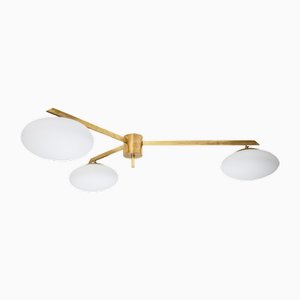 Stella Triennale Bronze Ceiling Lamp in Brass and Opaline Glass by Design for Macha