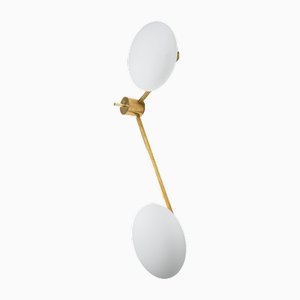 Lampada da soffitto Stella non lucidata in ottone e vetro opalino di Design per Macha