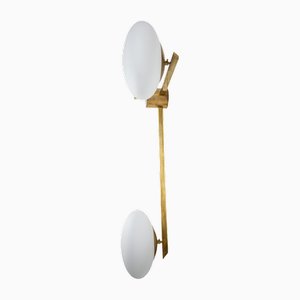 Stella Unpolished Balanced Ceiling Lamp in Brass and Opaline Glass by Design for Macha