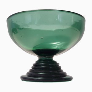 Vintage Italian Hand-Blown Green Glass Centerpiece, 1940s