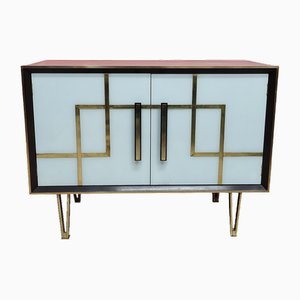 Vintage Glass and Brass Sideboard, 1970s