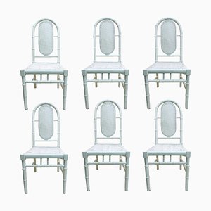 Chippendale Wooden Chairs in Imitation Bamboo, Set of 6