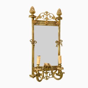Louis XVI French Bronze Mirror with Sconces, 1890s