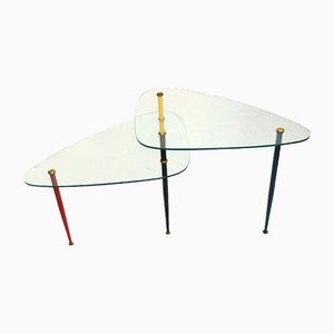 Tavolino da caffè Arlecchino in metallo e cristallo di Edoardo Poli per Vitrex, anni '60