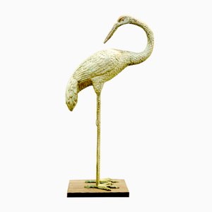 Hollywood Regency Brass Crane Sculpture, 1960s