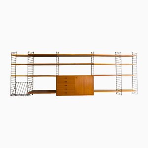 Teak Modular Wall Shelf by Nils Strinning for String, 1960s
