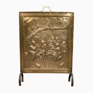 Antique Victorian French Decorative Fire Screen in Brass, 1890s