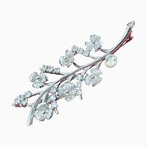Antique Cluster of Flowers Silver Brooch