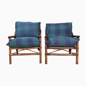 Set of Rattan and Midollino Armchairs, 1950s